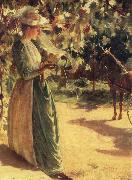 Charles Courtney Curran Woman with a horse oil